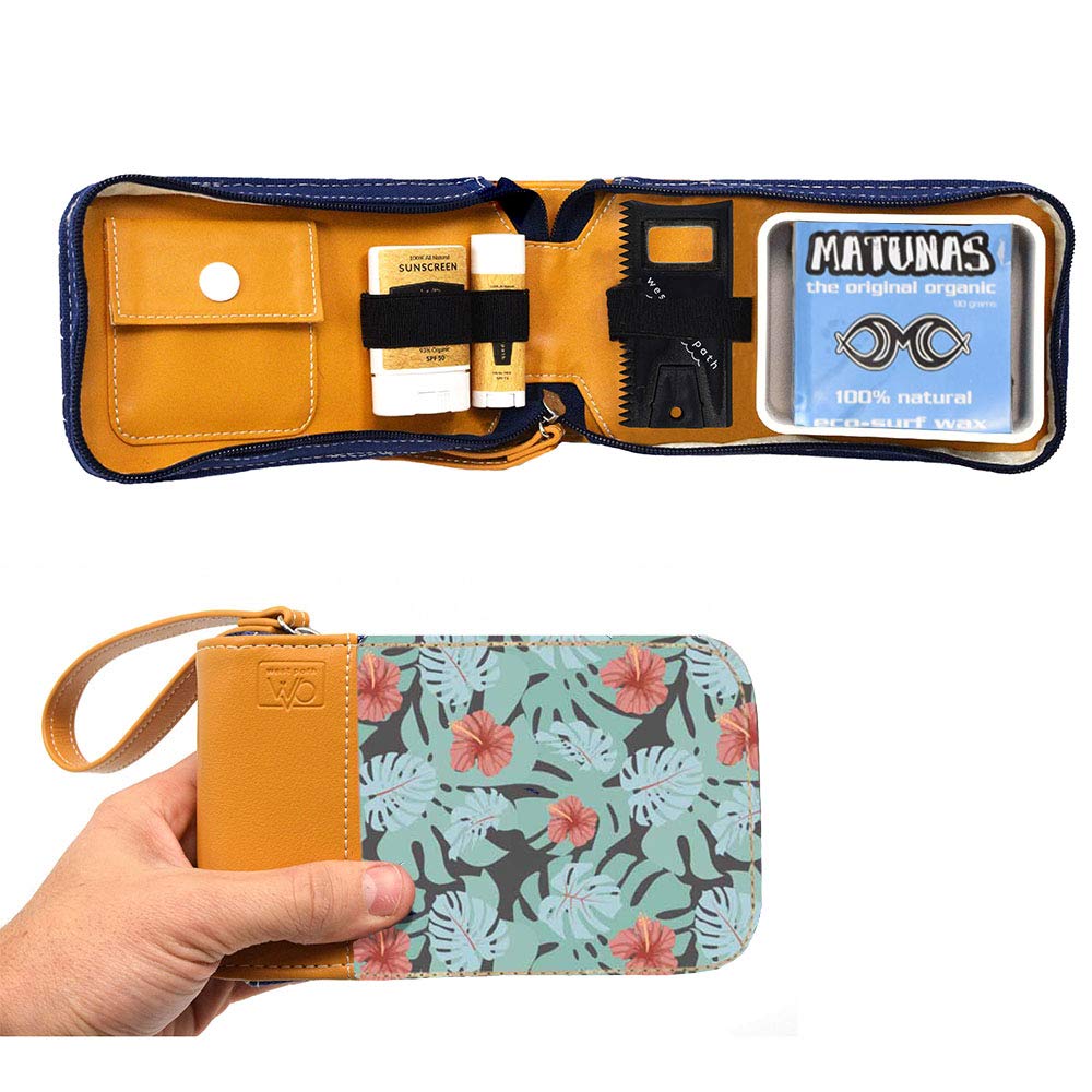 Surf Kit - A Surfer Gift & Surf Accessory that Holds your Surf Wax Organic Sunscreen Face Stick All Natural Lip Balm Wax Scraper In a Surf Wax Holder! (tropical Organic Matunas Wax WP Sunscreen)