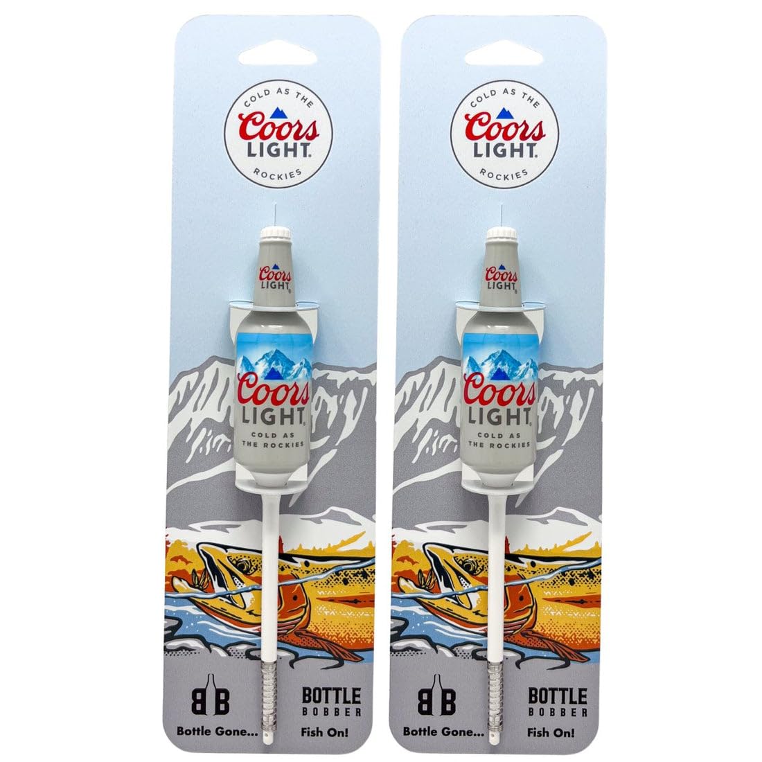 Coors Light Fishing Bobbers- 2 Pack Highly Visible and Durable Spring Slip Lock Bobbers for Fishing - Perfect for Fishing Lures Catfish Bait Trout Lures Fly Fishing Accessories and Fishing Gear