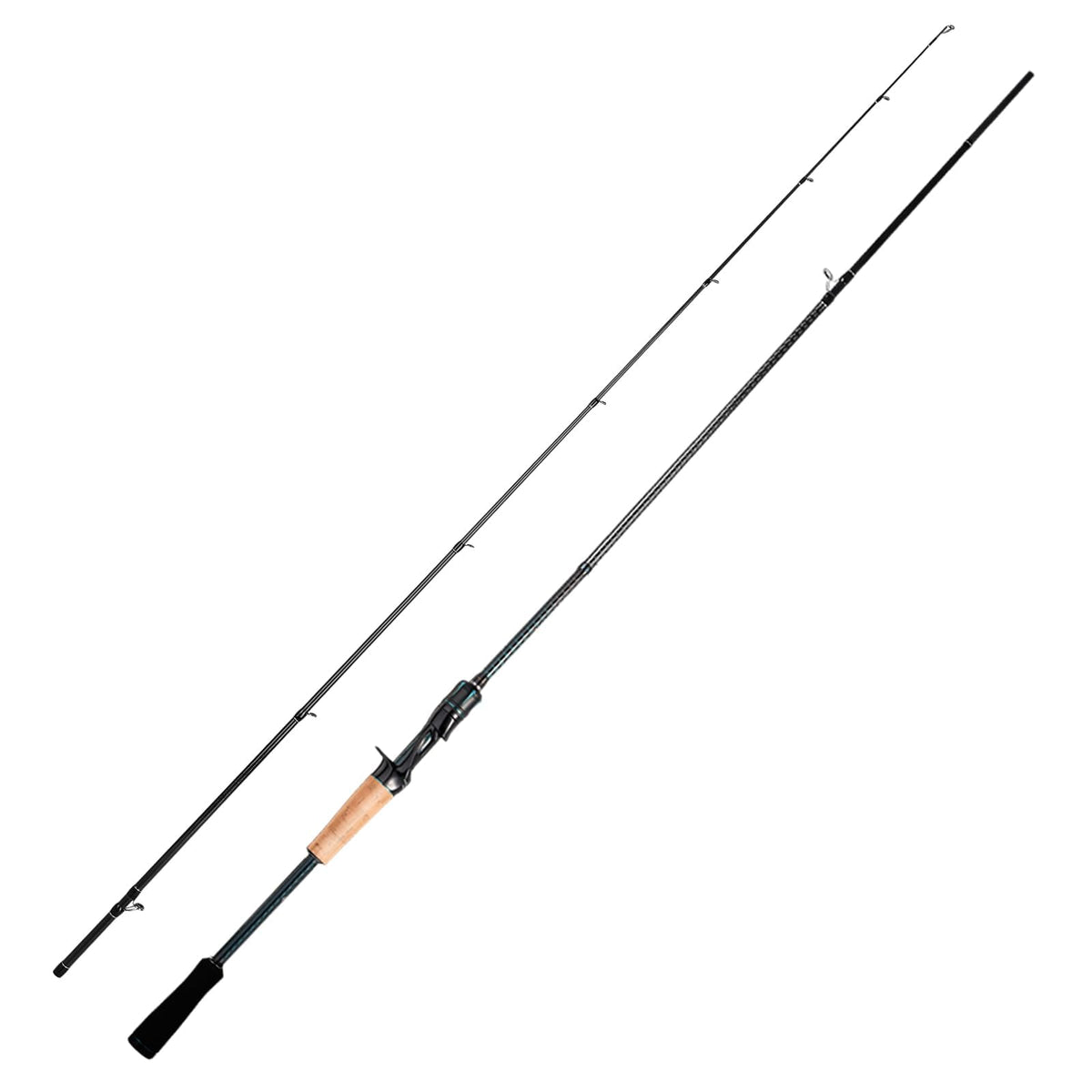 HANDING Magic L Casting Rods for Bass Fishing Casting Fishing Rod Saltwater with 24+30T Carbon Fiber Baitcaster Rod Fuji O+A Guides 76" Medium Baitcasting Rod 2 Pieces Cork+EVA Handle