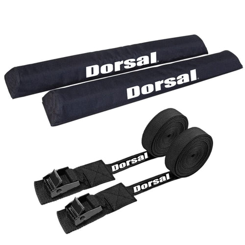 DORSAL Aero Roof Rack Pads with 15 ft Surf Straps - Pack of 4 for Car Surfboard Kayak SUP Long Black 20" Polyester