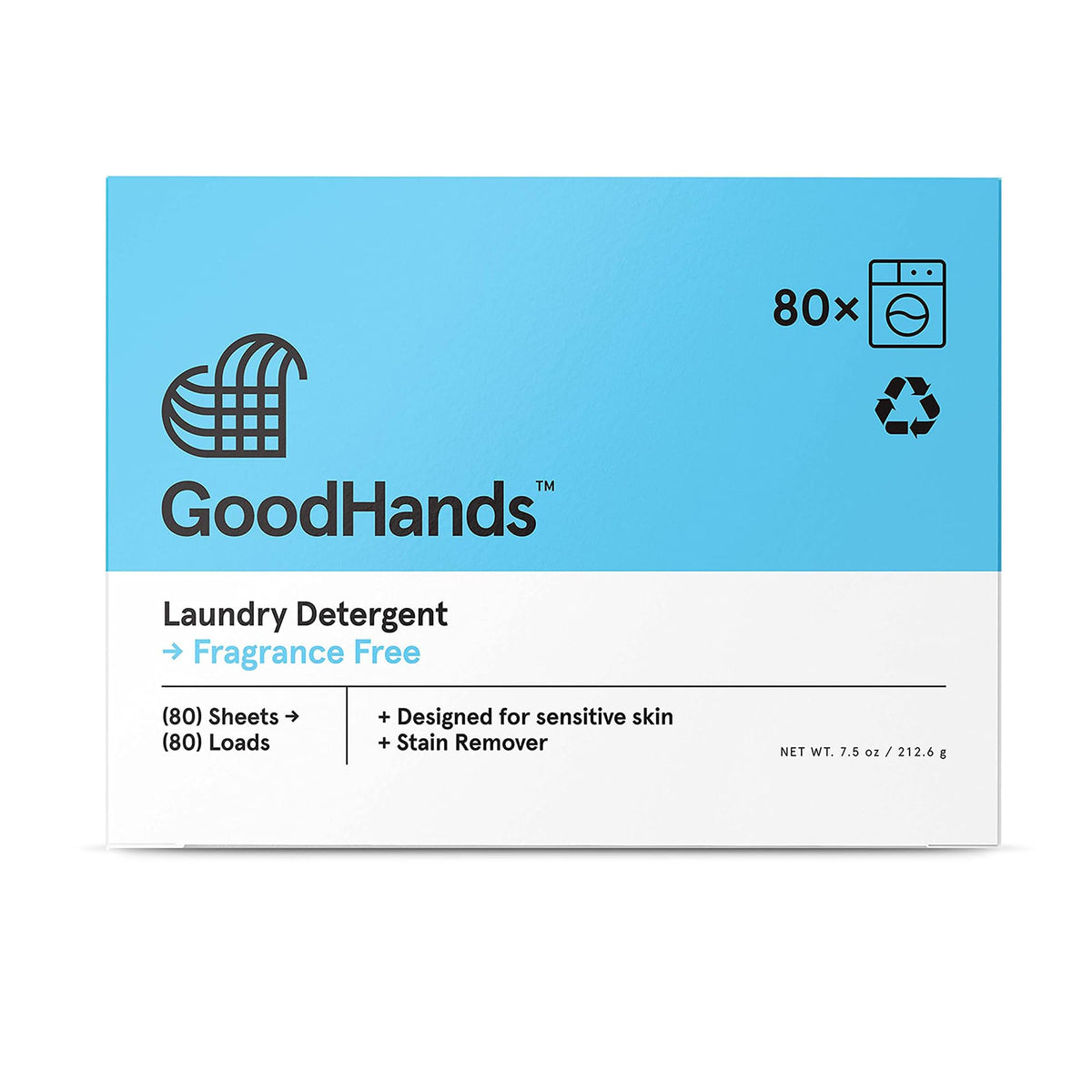 GoodHands Laundry Detergent Sheets Unscented with Stain Remover - 1 Box (80 Loads)