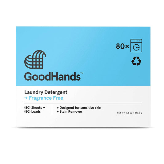 GoodHands Laundry Detergent Sheets Unscented with Stain Remover - 1 Box (80 Loads)