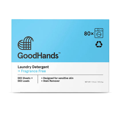 GoodHands Laundry Detergent Sheets Unscented with Stain Remover - 1 Box (80 Loads)