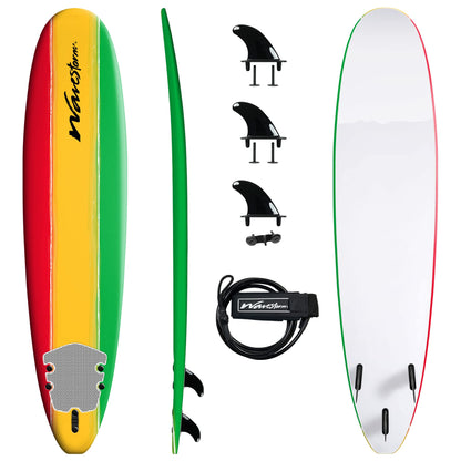 Wavestorm - Classic Soft Top Foam 8ft Surfboard (Tri Color Solid