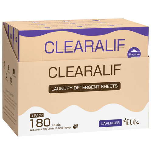 CLEARALIF Laundry Detergent Sheets Up to 180 Loads Fresh Lavender liquidless Eco-Friendly Zero Waste Save Space Travel Laundry Strips for HE Machine